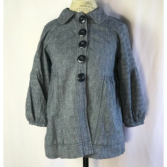 Free People Denim Blue Button Down Jacket Size XS - Picture 2 of 11